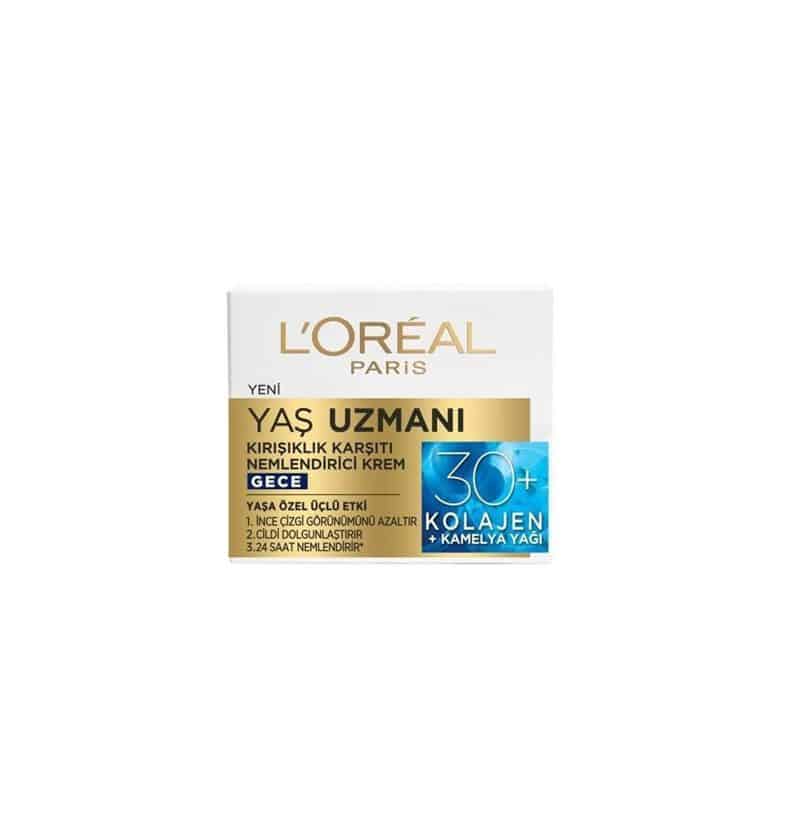 کرم ضد چروک شب لورال LOREAL مدل YAS UZMANI +30 KOLAJEN + KAMELYA YAGI