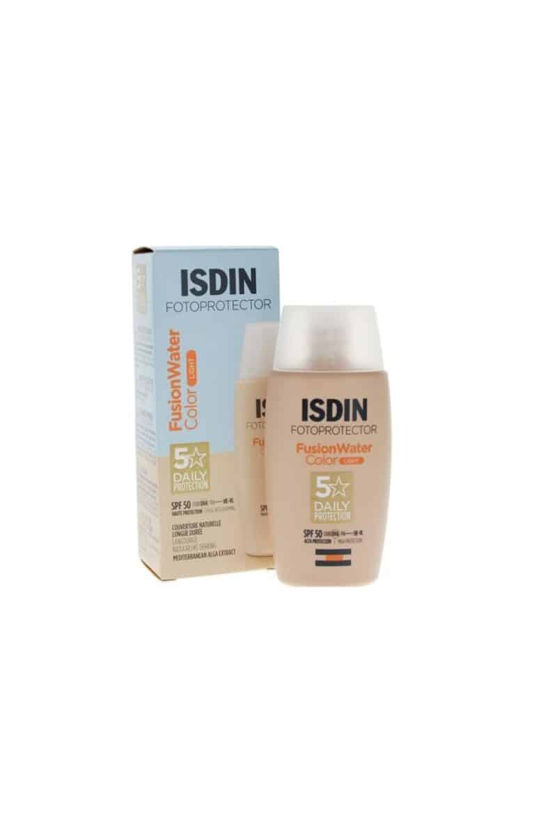 ضد آفتاب رنگی ایزدین ISDIN مدل FUSION WATER با SPF +50 رنگ لایت