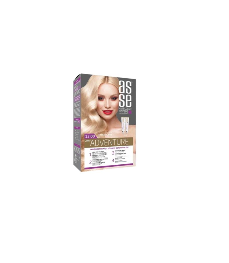 رنگ مو بدون آمونیاک آسه ASSE سری ADVENTURE مدل EXTRA PLATINUM شماره 12.0 حاوی دو تیوپ