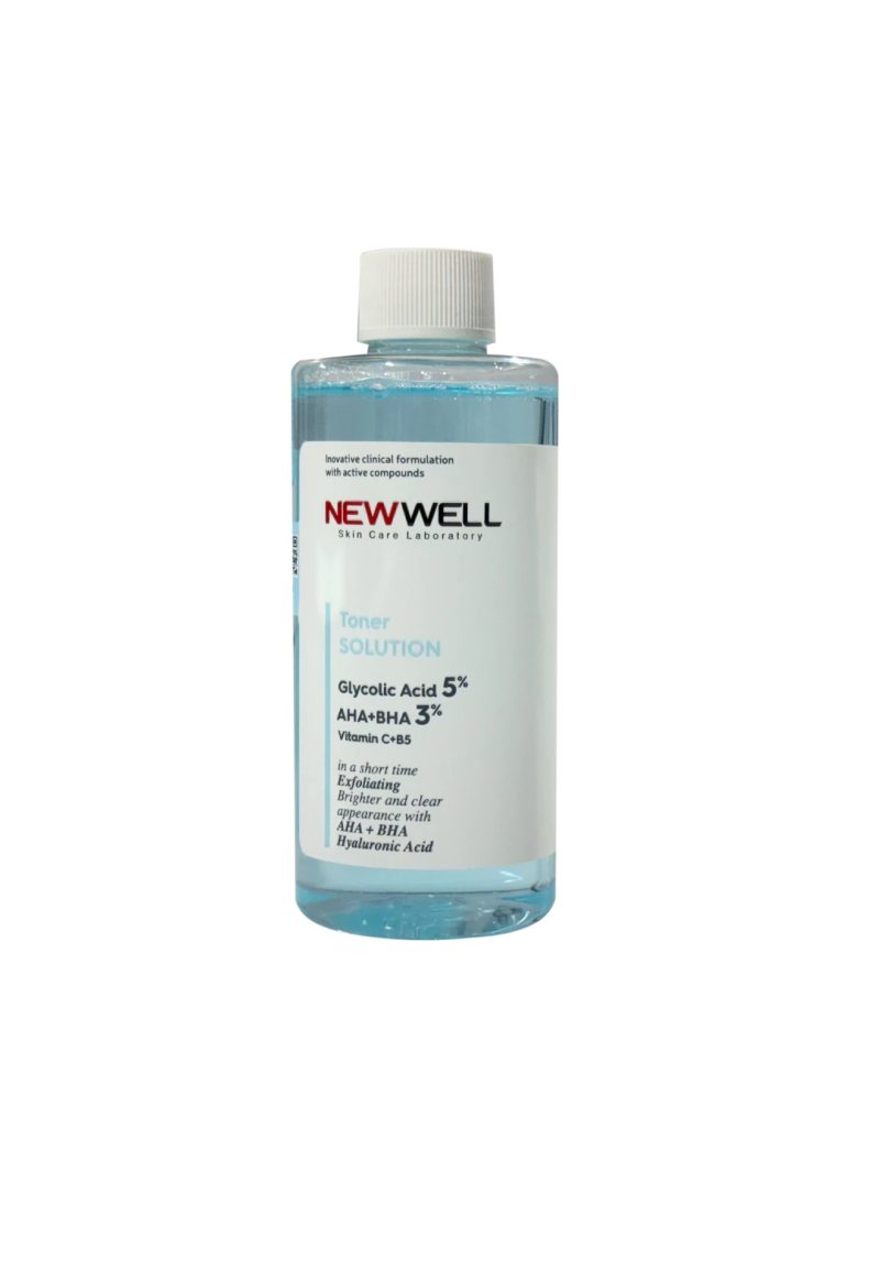 تونر احیا کننده و سفت کننده منافذ پوست نیوول NEWWELL حاوی 3% AHA+BHA و 5% GLYCOLIC ASID