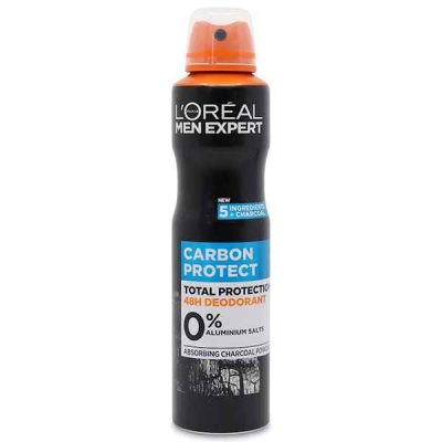 اسپری دئودورانت لورال Loreal مردانه مشکی مدل Carbon Protect حجم 250 میل