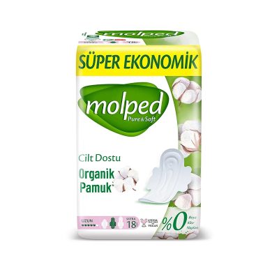 نوار بهداشتی مولپد Molped سری Pure & Soft سایز بلند بسته 18 عددی