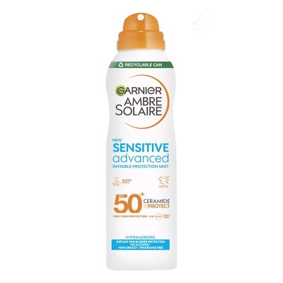 اسپری ضد آفتاب گارنیر Garnier مدل Sensitive Advanced و SPF 50 حجم 150 میل
