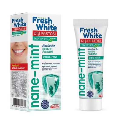 خمیر دندان نعنایی فرش وایت Fresh White بدون فلوراید 90 گرم