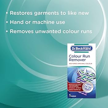 پودر پاک کننده رنگ گرفتگی لباس دکتر بکمن Dr.beckmann مدل colour run remover حجم 5*30 گرم
