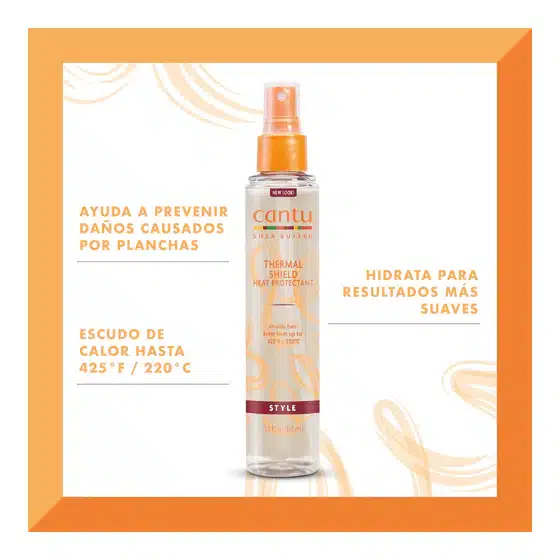اسپری ضد حرارت مخصوص موهای فر کنتو Cantu حاوی شی باتر حجم 121 میل
