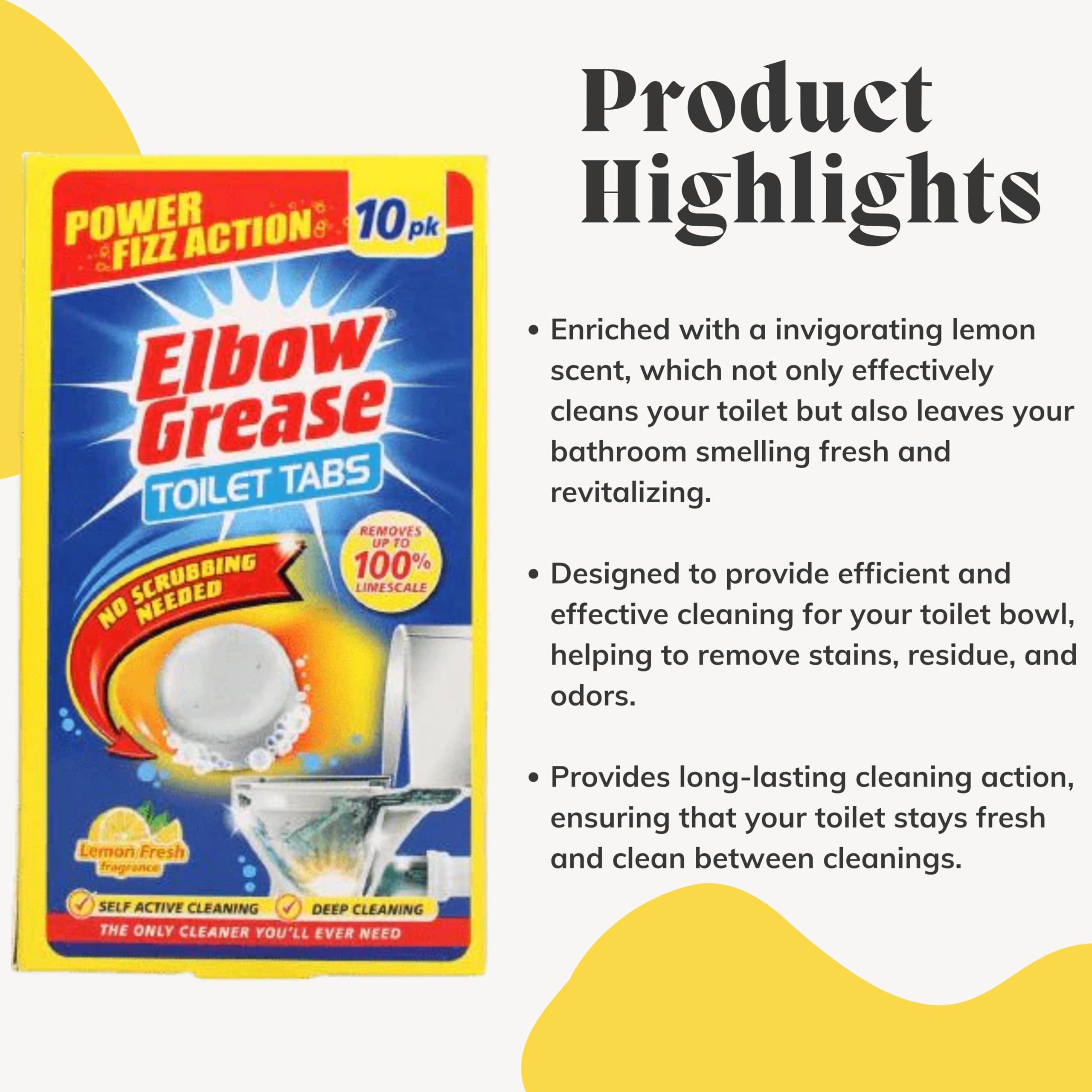 قرص جوشان توالت فرنگی البو گریس Elbow Grease رایحه لیمو ترش بسته 5 عددی