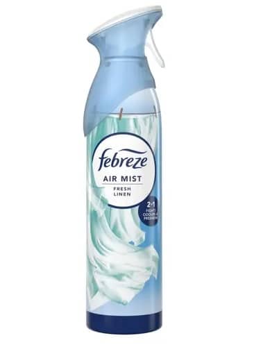 febreze spray khoshbo konande model fresh lenin.jpg اسپری خوشبو کننده هوا فبرز FEBREZE مدل FRESH LINEN با رایحه کتان تازه، گل سفید، مشک نرم