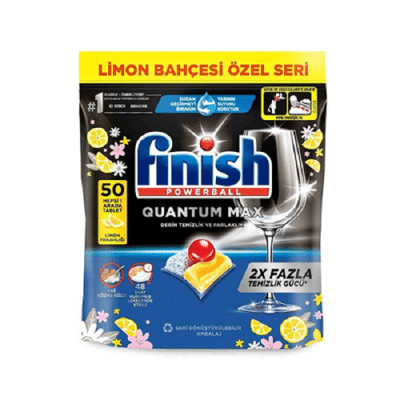 ماشین ظرفشویی فینیش Finish مدل Quantum Max رایحه لیمو بسته 50 عددی