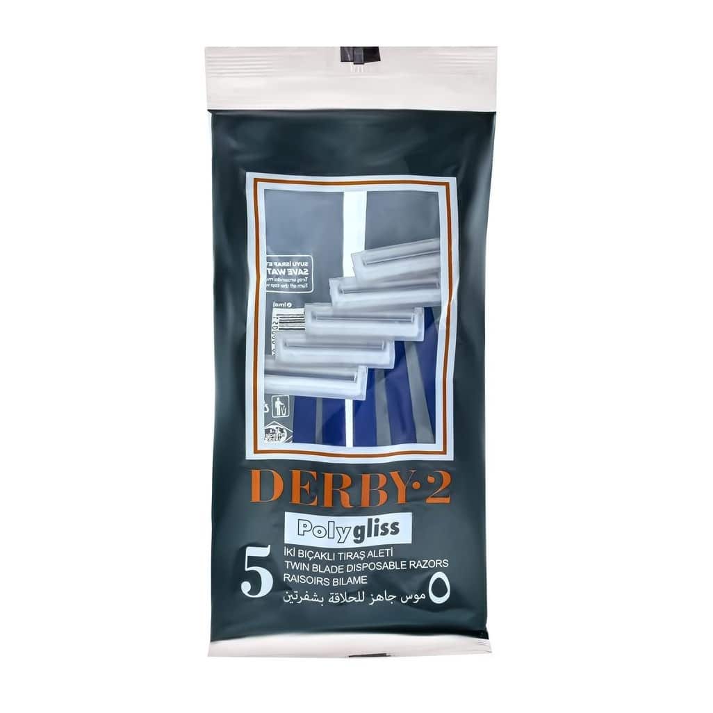 derby zhilet do tig model poly gliss baste 5 adadi.jpg ژیلت دو تیغ دربی DERBY مدل POLY GLISS بسته 5 عددی