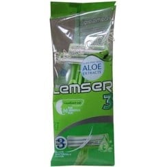 ژیلت سه تیغ لمسر LEMSER بسته 2 عددی با عصاره آلوئه ورا ضد حساست مناسب آقایان و بانوان