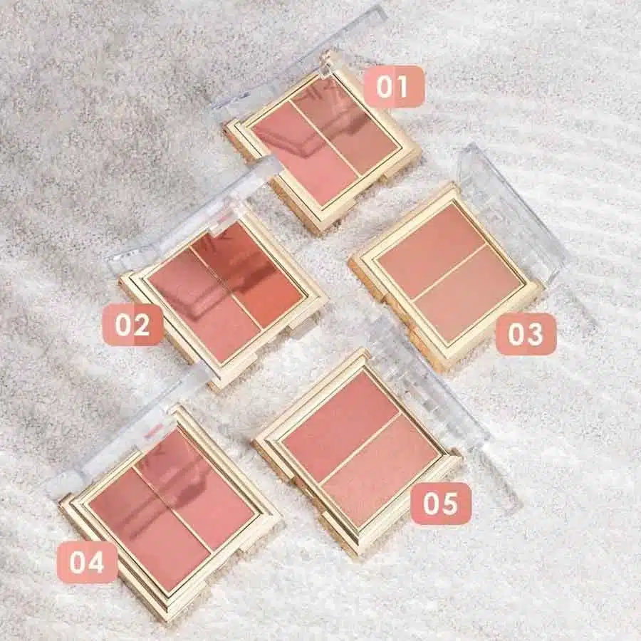 پالت رژ گونه پودری دوتایی گلدن رز Golden Rose رنگ Soft Pink شماره 04