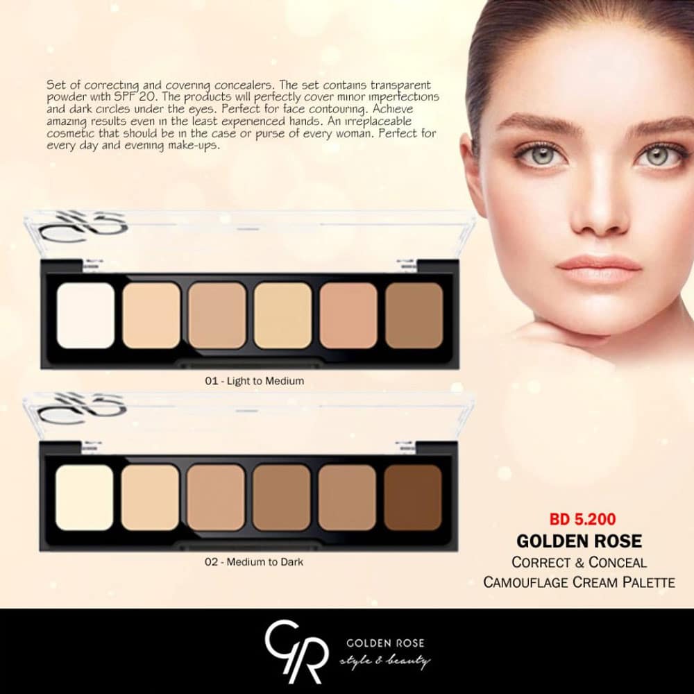 پالت کانسیلر گلدن رز Golden Rose مدل Medium To Dark 02