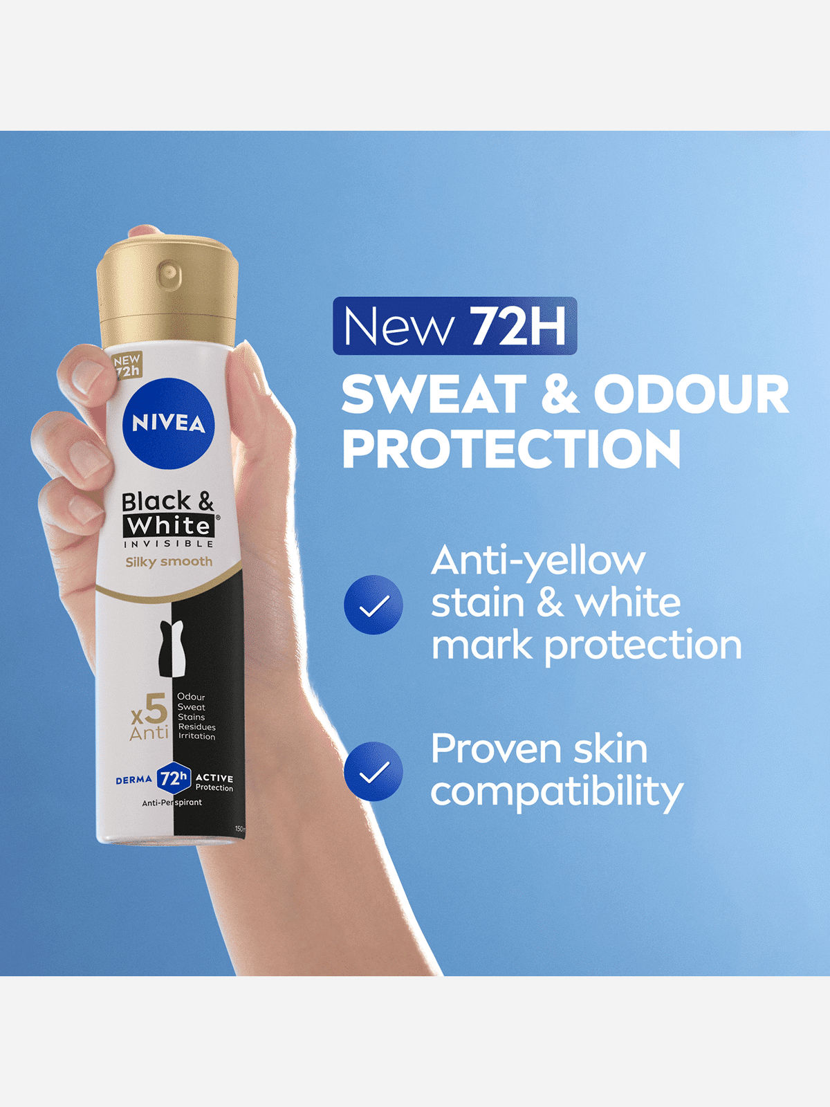 اسپری ضد تعریق نیوآ Nivea مدل Black & White رايحه Silky Smooth حجم 200 ميل