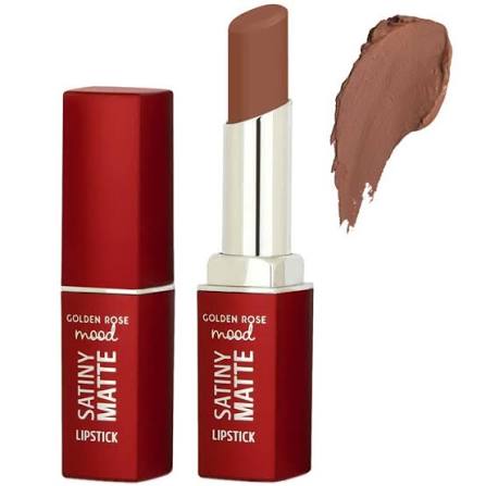 رژ لب مات بادوام ساتینی گلدن رز Golden Rose رنگ Bare Nude شماره 01