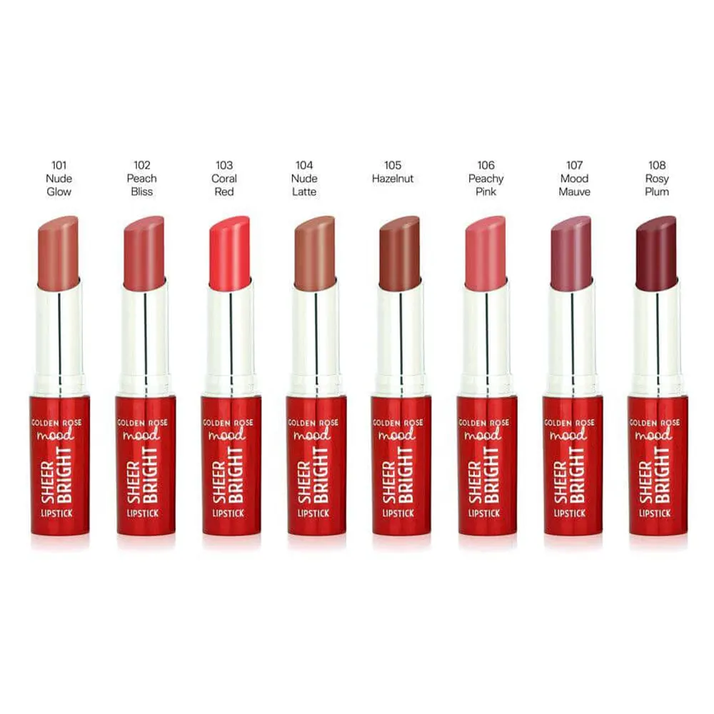 رژ لب براق گلدن رز Golden Rose رنگ Peachy Pink شماره 106