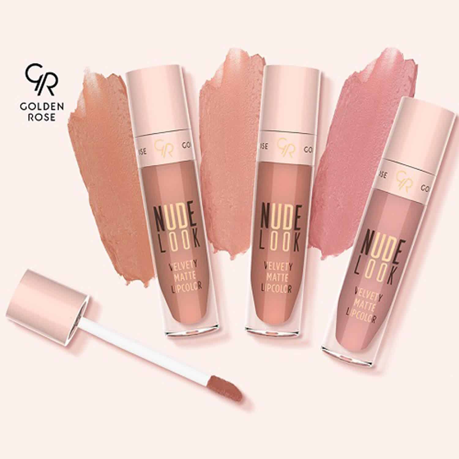 رژ لب مایع براق گلدن رز Golden Rose شماره 04 رنگ Peachy Nude
