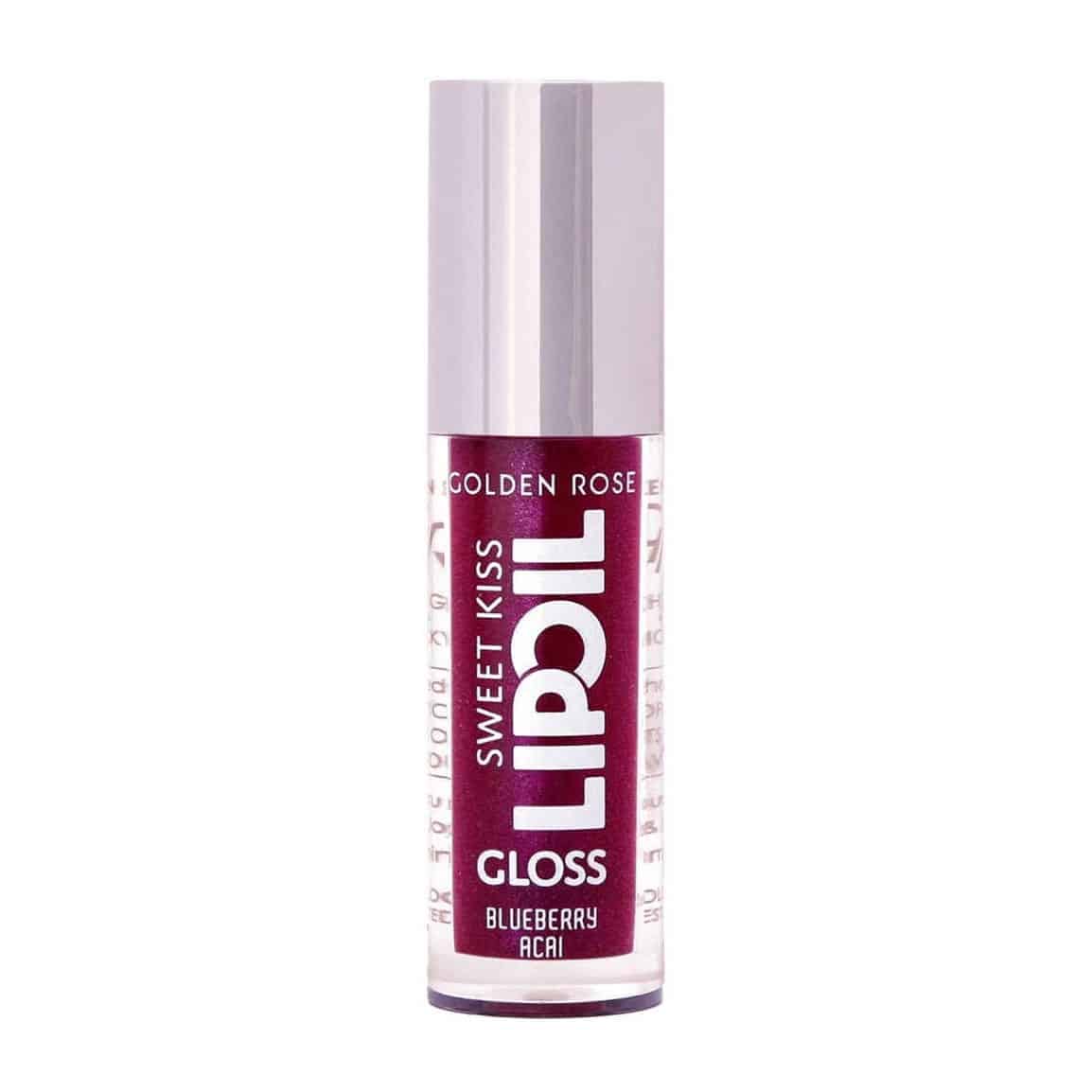 golden-rose-sweet-kiss-lip-oil-blueberry-acai-07-rozshoparas روغن لب گلدن رز Golden Rose مدل Sweet Kiss رنگ BLUBERRY ACAI شماره 07