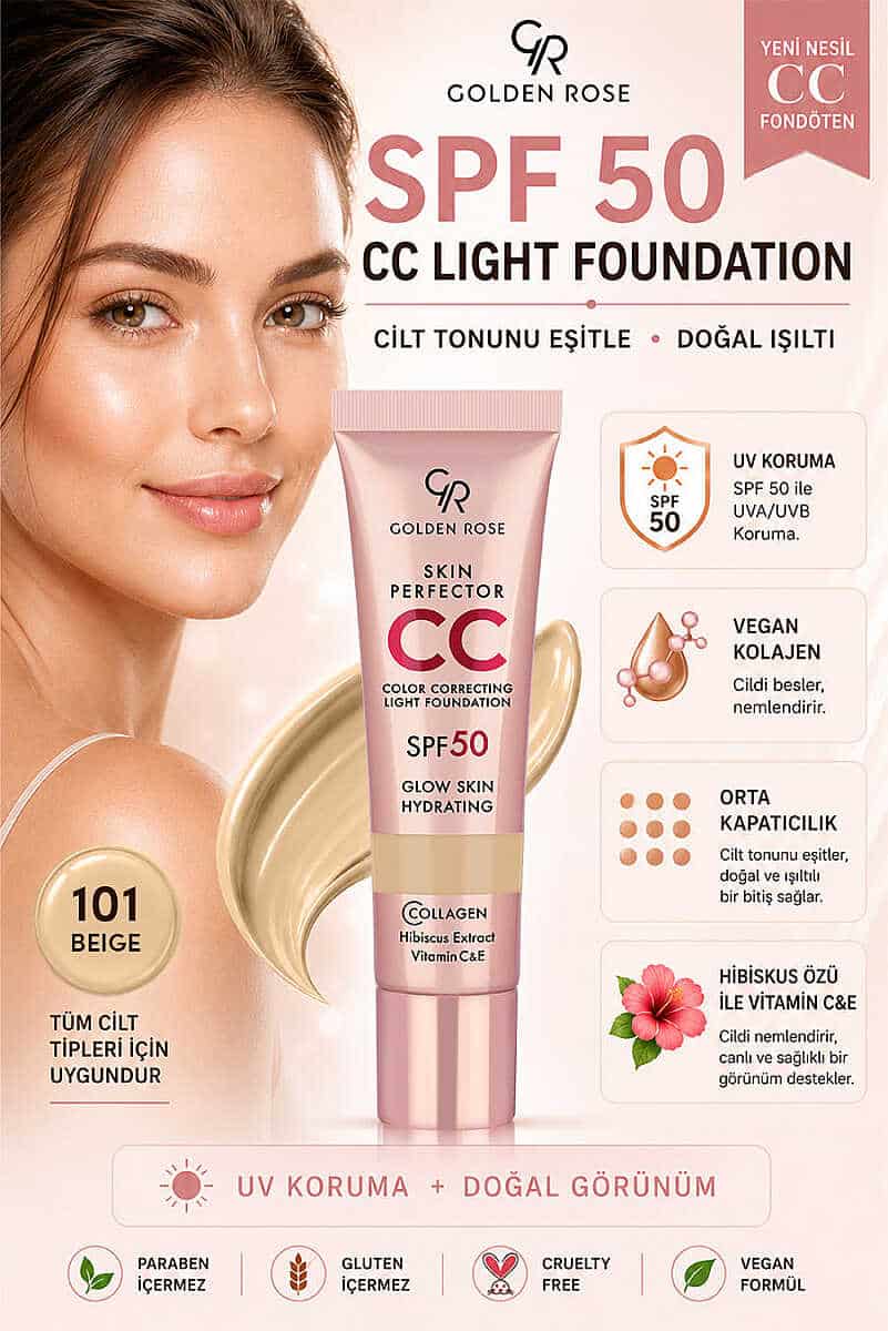 سی سی کرم گلدن رز Golden Rose رنگ Beige شماره 101