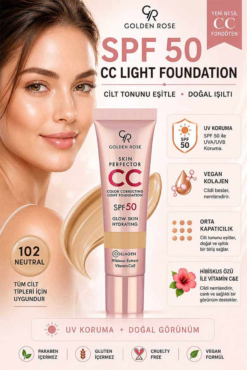 سی سی کرم گلدن رز Golden Rose رنگ Neutral شماره 102