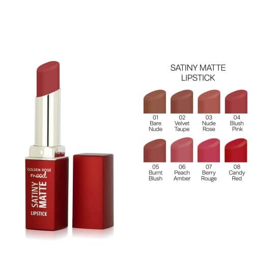 رژ لب مات بادوام ساتینی گلدن رز Golden Rose رنگ Burnt Blush شماره 05