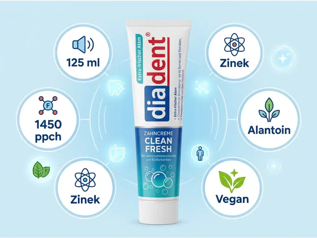 خمير دندان وگن ديادنت Diadent مدل Clean Fresh حجم 125 میل
